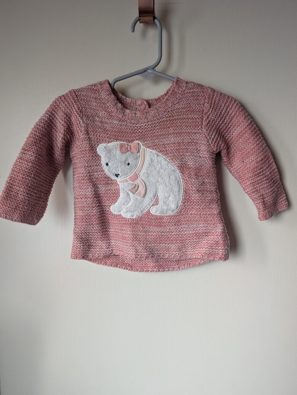 Pink Knit Polar Bear Sweater-6months